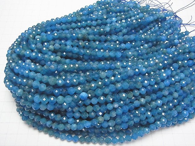 [Video]High Quality! Blue Apatite AA++ 64 Faceted Round 6mm 1strand beads (aprx.15inch/36cm)