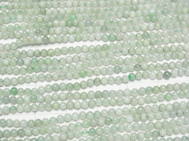 [Video] Pastel green! Burmese Jadeite AA Round 2.5mm 1strand beads (aprx.15inch/38cm)