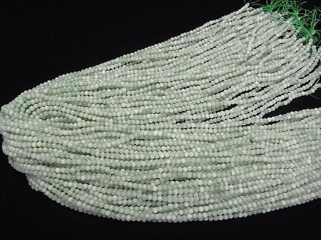 [Video] Pastel green! Burmese Jadeite AA Round 2.5mm 1strand beads (aprx.15inch/38cm)