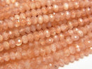 [Video]High Quality! Sunstone AA+ Faceted Button Rondelle 3.5x3.5x2mm 1strand beads (aprx.15inch/37cm)