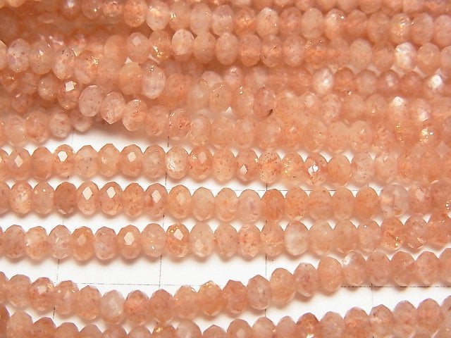 [Video]High Quality! Sunstone AA+ Faceted Button Roundel 3.5x3.5x2mm 1strand beads (aprx.15inch/37cm)