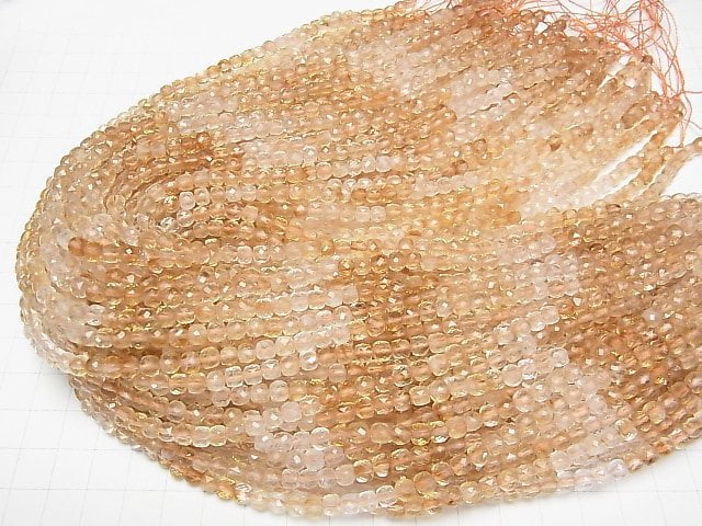 [Video]High Quality! Phantom Citrine AA+ Cube Shape 4x4x4mm 1strand beads (aprx.15inch/37cm)