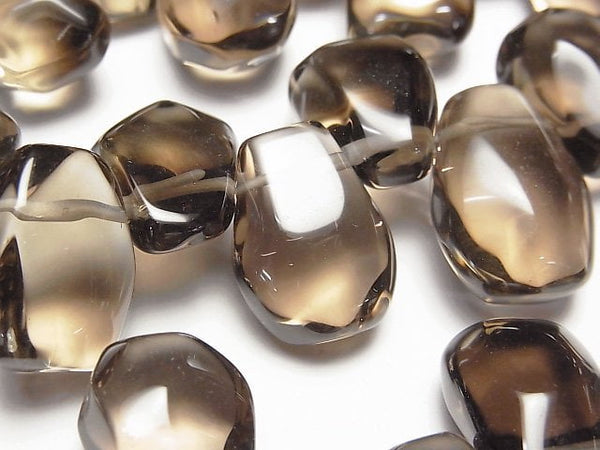 Smoky Quartz AAA- Faceted Nugget Top Side Drilled Hole Light color half or 1strand beads (aprx.15inch/36cm)