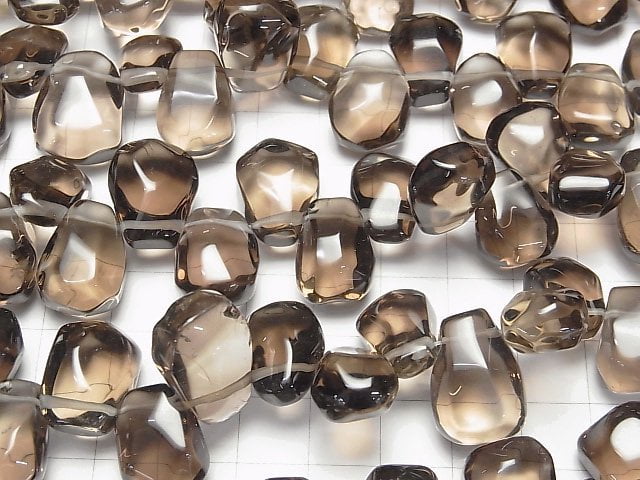 Smoky Quartz AAA- Faceted Nugget Top Side Drilled Hole Light color half or 1strand beads (aprx.15inch/36cm)