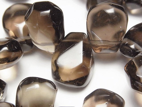 Smoky Quartz AAA- Faceted Nugget Top Side Drilled Hole Medium color half or 1strand beads (aprx.15inch/36cm)