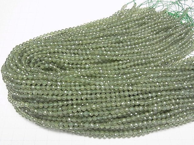 [Video]High Quality! Green Apatite AA++ Faceted Round 4mm 1strand beads (aprx.15inch/37cm)