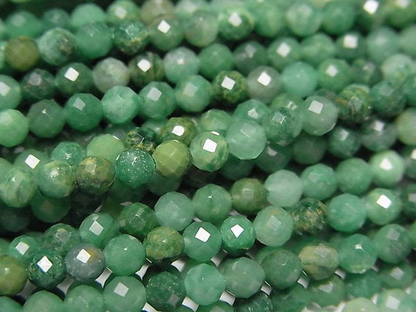 [Video]High Quality! Verdite Faceted Round 3mm 1strand beads (aprx.15inch/37cm)
