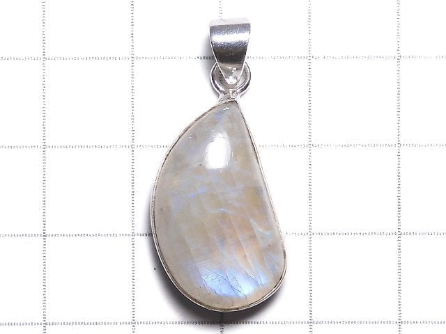 [Video][One of a kind] Rainbow Moonstone AA++ Pendant Silver925 NO.61