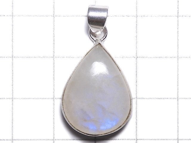 [Video][One of a kind] Rainbow Moonstone AA++ Pendant Silver925 NO.62
