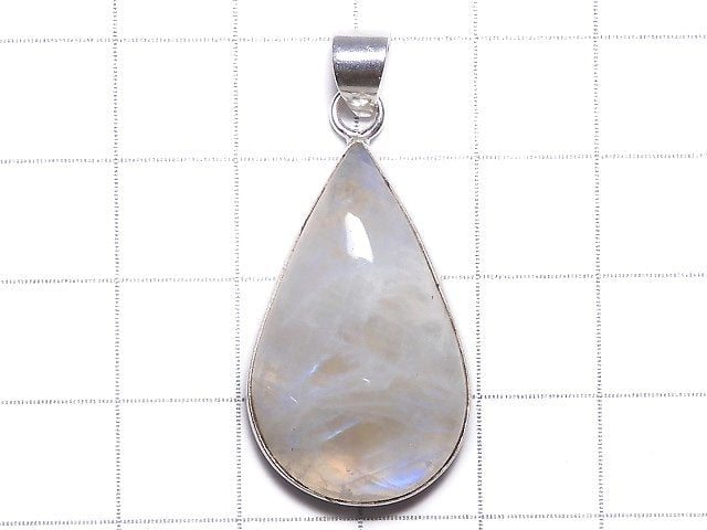 [Video][One of a kind] Rainbow Moonstone AA++ Pendant Silver925 NO.64