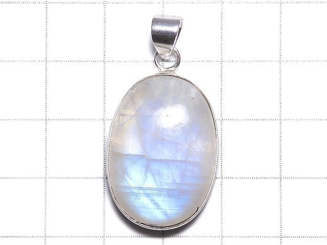 [Video][One of a kind] Rainbow Moonstone AA++ Pendant Silver925 NO.65