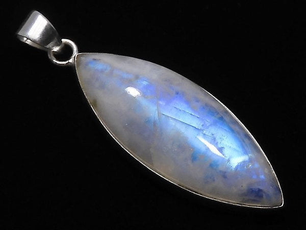 [Video][One of a kind] Rainbow Moonstone AA++ Pendant Silver925 NO.66
