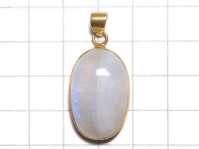 [Video][One of a kind] Rainbow Moonstone AA++ Pendant 18KGP NO.73