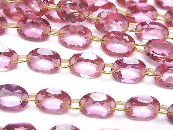 [Video]High Quality Pink Topaz AAA Oval Faceted 8x6mm [Double Hole] 1strand (9pcs)