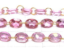 [Video]High Quality Pink Topaz AAA Oval Faceted 8x6mm [Double Hole] 1strand (9pcs)