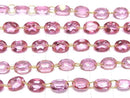 [Video]High Quality Pink Topaz AAA Oval Faceted 8x6mm [Double Hole] 1strand (9pcs)