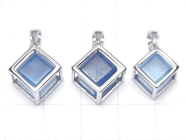 [Video] Aquamarine AAA- Dice Pendant 15x15mm Silver925 1pc