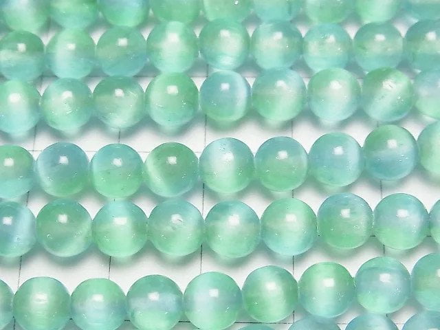 [Video]Selenite (Gypsum) Round 6mm [Blue x Green] 1strand beads (aprx.15inch/37cm)