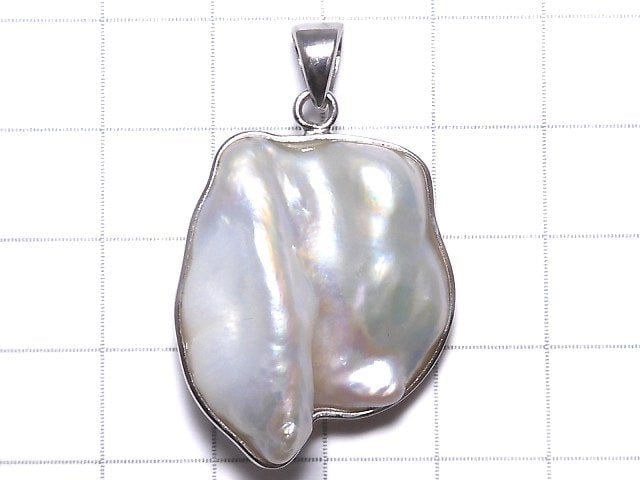 [Video][One of a kind] Fresh Water Pearl Keshi Pearl Pendant Silver925 NO.9