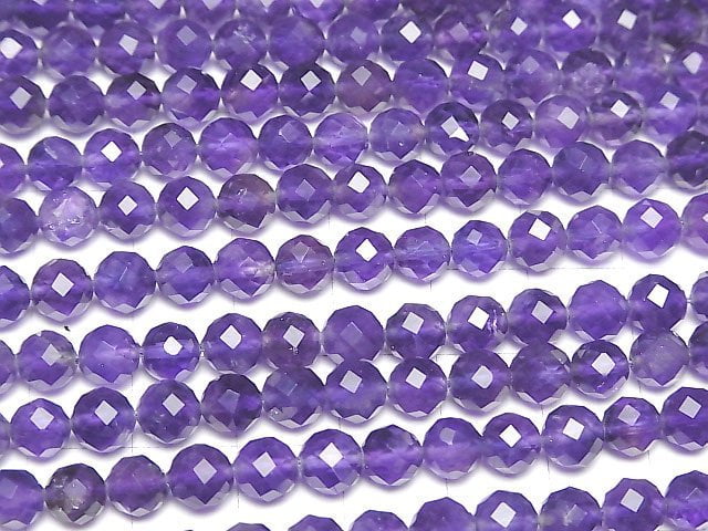 [Video]High Quality! Amethyst AA+ 64Faceted Round 6mm half or 1strand beads (aprx.15inch/37cm)