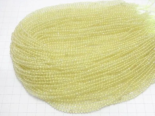 [Video]High Quality! Lemon Quartz AAA Faceted Round 3mm 1strand beads (aprx.15inch/37cm)