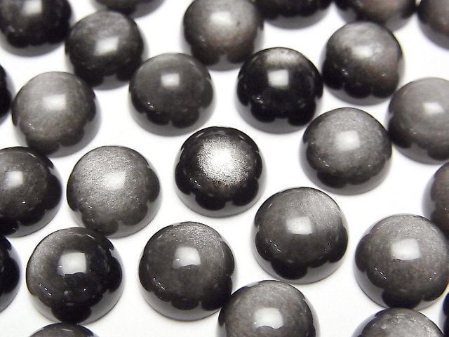 [Video] Silver Obsidian AAA Round Cabochon 10x10mm 3pcs