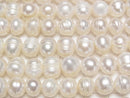 [Video] Fresh Water Pearl AA Wrinkle Potato 9mm White 1strand beads (aprx.13inch/33cm)