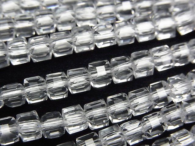 [Video]High Quality! Crystal (Smelted Quartz) AAA Cube Shape 4.5x4.5x4.5mm 1strand beads (aprx.15inch/36cm)