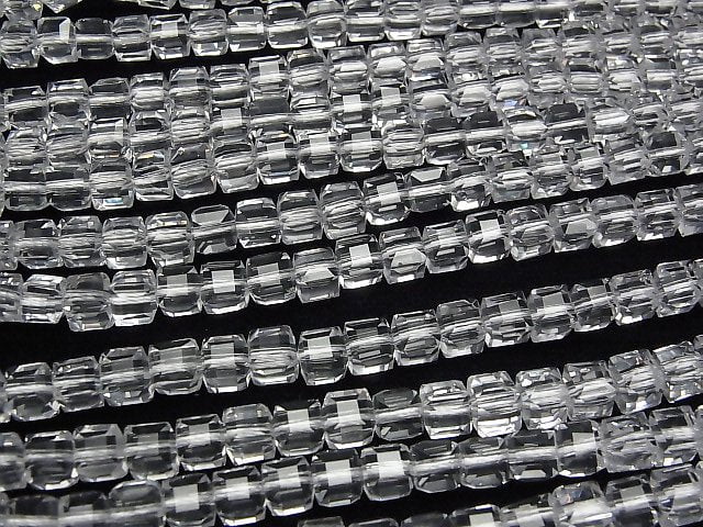 [Video]High Quality! Crystal (Smelted Quartz) AAA Cube Shape 6x6x6mm 1strand beads (aprx.15inch/36cm)