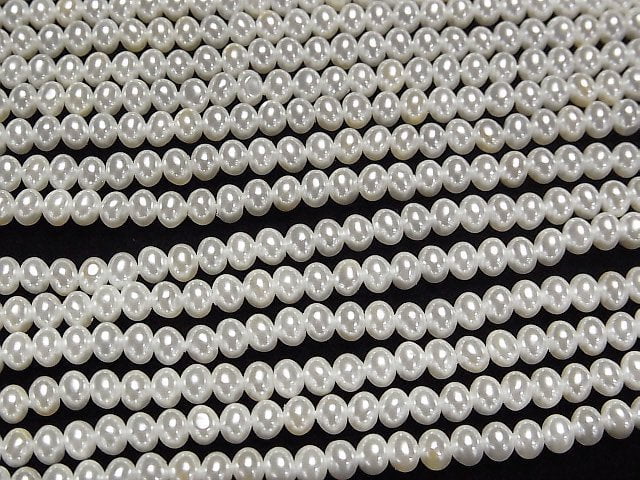 [Video]Shell Pearl White Rondelle 4x4x3mm 1strand beads (aprx.15inch/38cm)