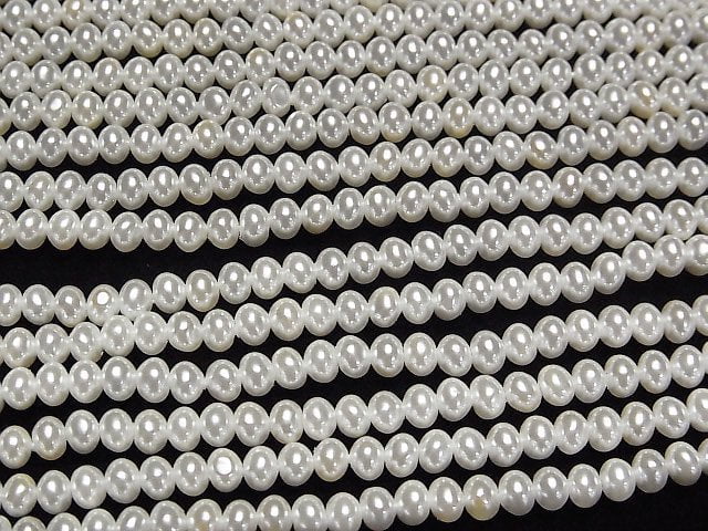 [Video]Shell Pearl White Roundel 4x4x3mm 1strand beads (aprx.15inch/38cm)