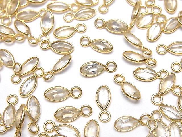 [Video]High Quality Light Color Citrine AA++ Bezel Setting Marquise Faceted 7x3.5mm 18KGP 5pcs