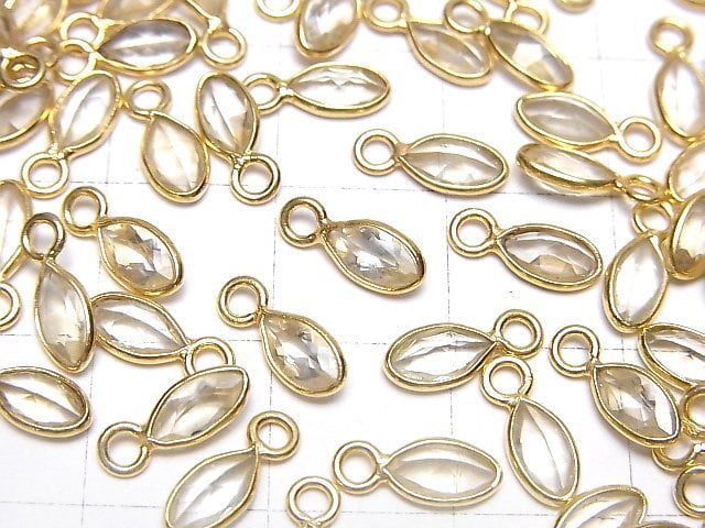 [Video]High Quality Light Color Citrine AA++ Bezel Setting Marquise Faceted 7x3.5mm 18KGP 5pcs