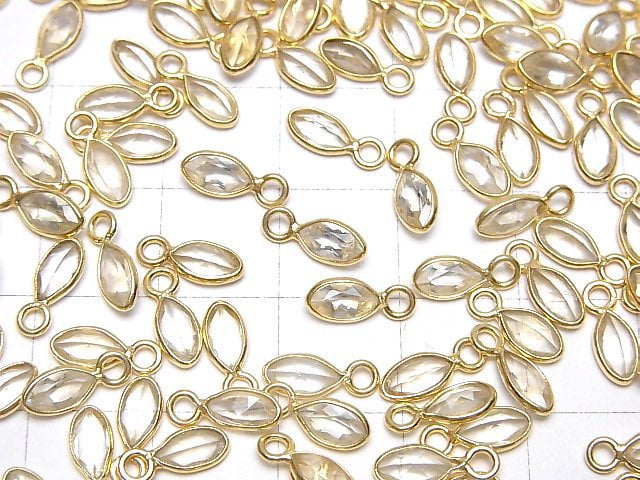 [Video]High Quality Light Color Citrine AA++ Bezel Setting Marquise Faceted 7x3.5mm 18KGP 5pcs
