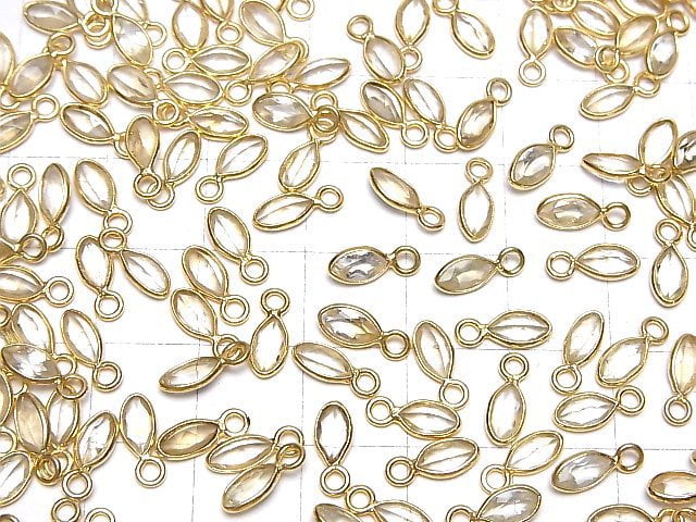 [Video]High Quality Light Color Citrine AA++ Bezel Setting Marquise Faceted 7x3.5mm 18KGP 5pcs