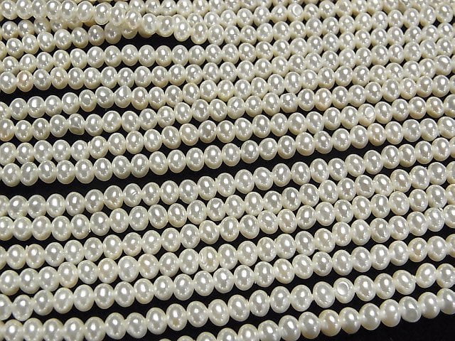 [Video]Shell Pearl Off-White Rondelle 4x4x3mm 1strand beads (aprx.15inch/38cm)