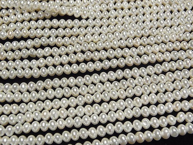 [Video]Shell Pearl Off-White Roundel 4x4x3mm 1strand beads (aprx.15inch/38cm)