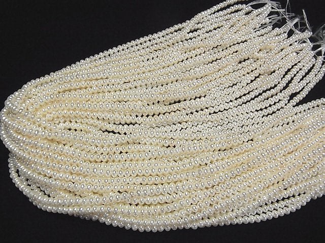 [Video]Shell Pearl Off-White Rondelle 4x4x3mm 1strand beads (aprx.15inch/38cm)