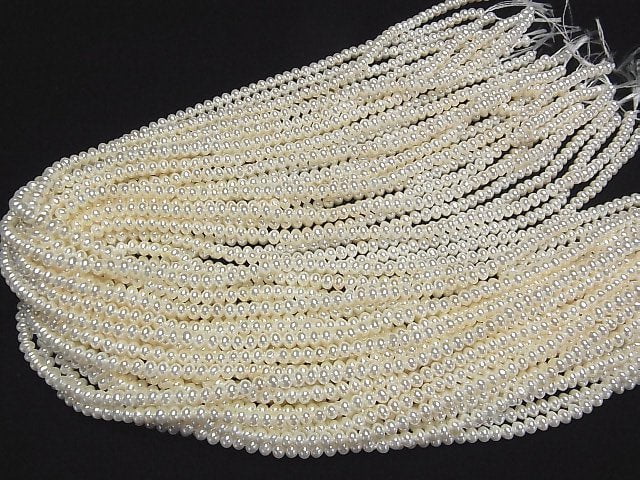 [Video]Shell Pearl Off-White Roundel 4x4x3mm 1strand beads (aprx.15inch/38cm)