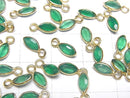 [Video]High Quality Green Onyx AAA Bezel Setting Marquise Faceted 7x3.5mm 18KGP 5pcs