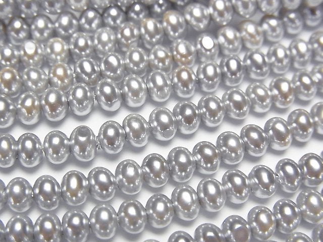 [Video]Shell Pearl Silver Rondelle 4x4x3mm 1strand beads (aprx.15inch/38cm)