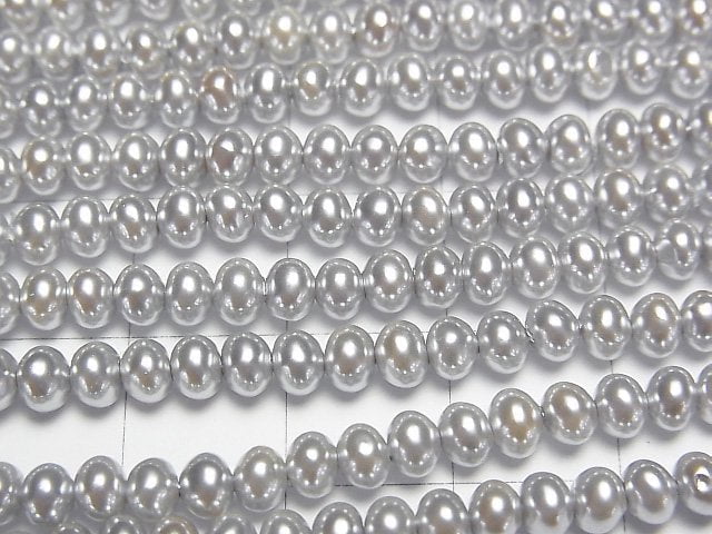 [Video]Shell Pearl Silver Rondelle 4x4x3mm 1strand beads (aprx.15inch/38cm)