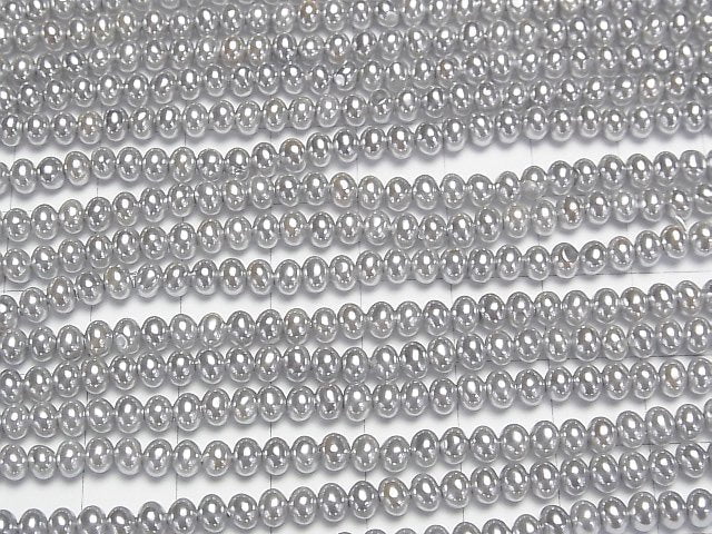 [Video]Shell Pearl Silver Rondelle 4x4x3mm 1strand beads (aprx.15inch/38cm)