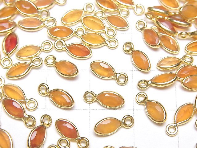 [Video]High Quality Carnelian AAA Bezel Setting Marquise Faceted 7x4mm 18KGP 5pcs