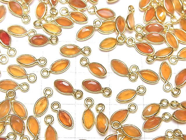 [Video]High Quality Carnelian AAA Bezel Setting Marquise Faceted 7x4mm 18KGP 5pcs