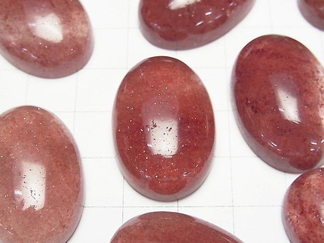 [Video]African Red Aventurine AAA- Oval Cabochon 30x20mm 1pc