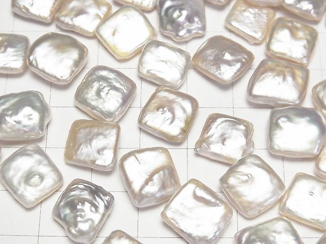 [Video]Fresh Water Pearl AA++ Loose stone Square 10-12mm White 5pcs