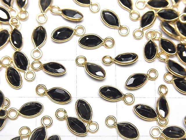 [Video]High Quality Black Spinel AAA Bezel Setting Marquise Faceted 7x4mm 18KGP 5pcs