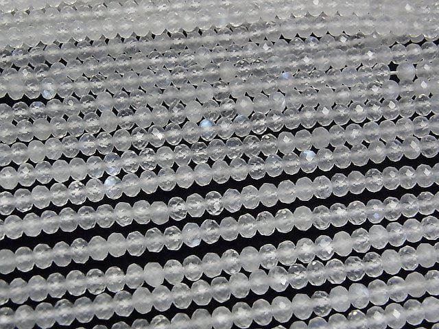 [Video]High Quality! Royal Blue Moonstone AA+ Faceted Button Rondelle 4x4x3mm 1strand beads (aprx.15inch/37cm)