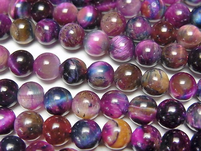 [Video] Mixed color Tiger's Eye AA++ Round 6mm 1strand beads (aprx.14inch/35cm)